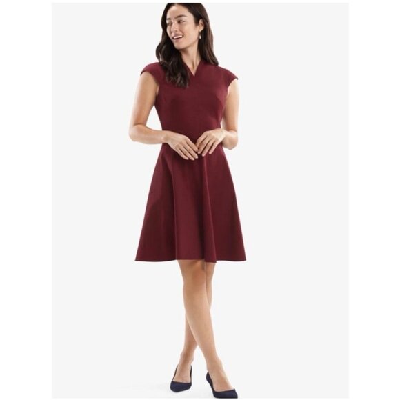 M.M. LaFleur Ruth A Line Wool Blend Dress Pinot Burgundy Women’s 4 EUC - Picture 2 of 11